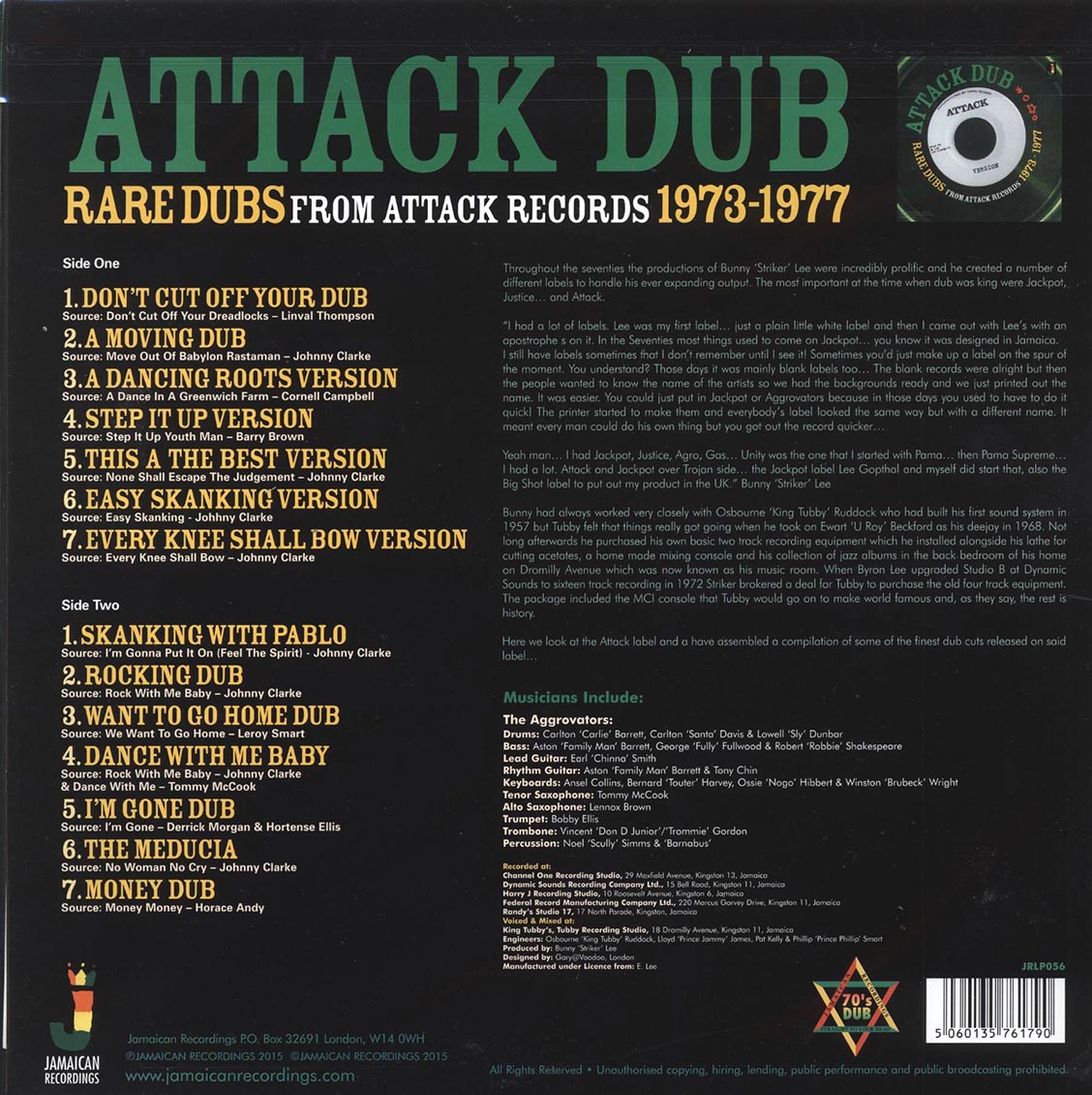 LP" THE AGGROVATORS / Attack Dub: Rare Dubs From Attack Records 1973-1977