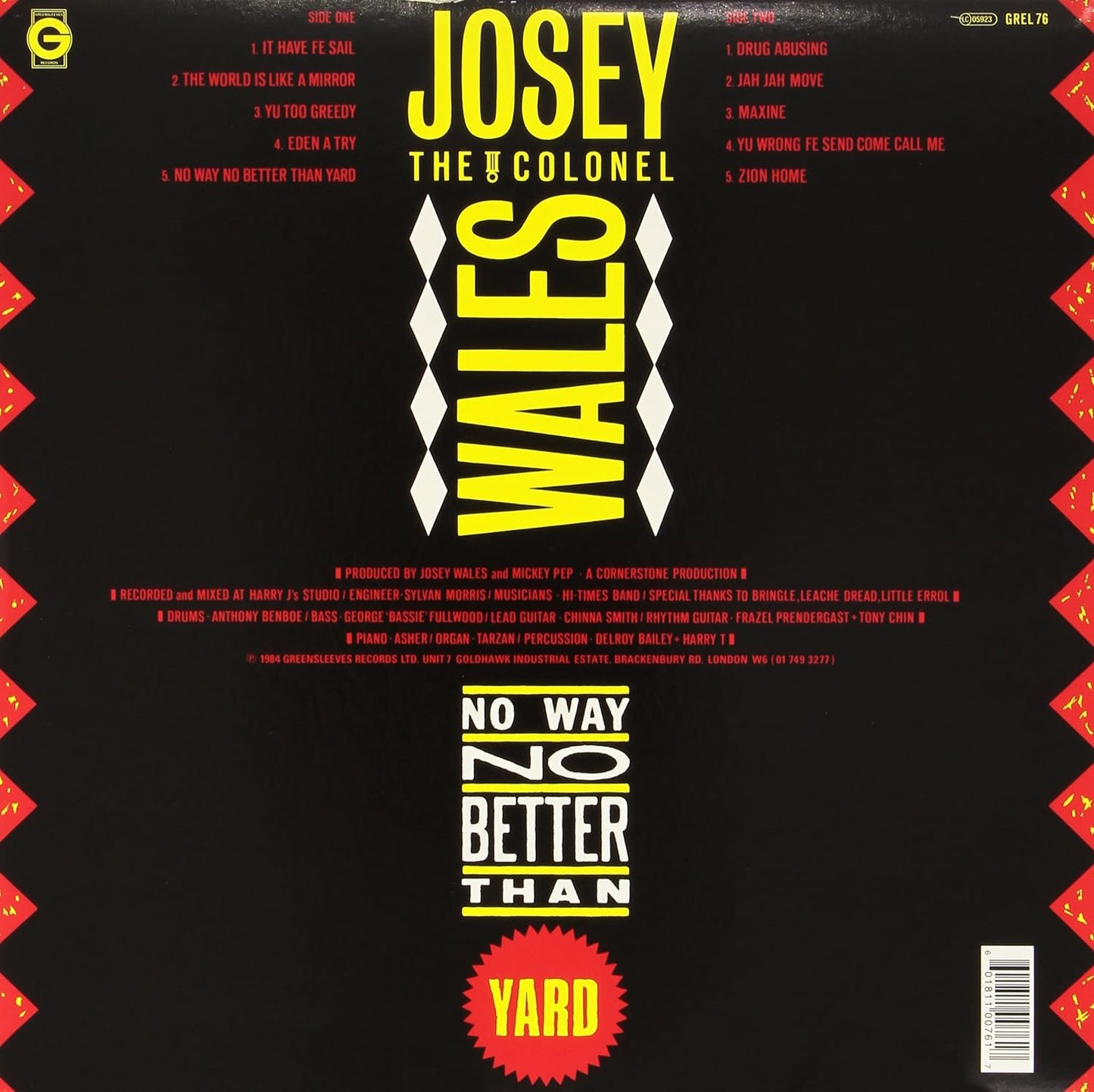 LP" JOSEY WALES / No Way No Better Than Yard