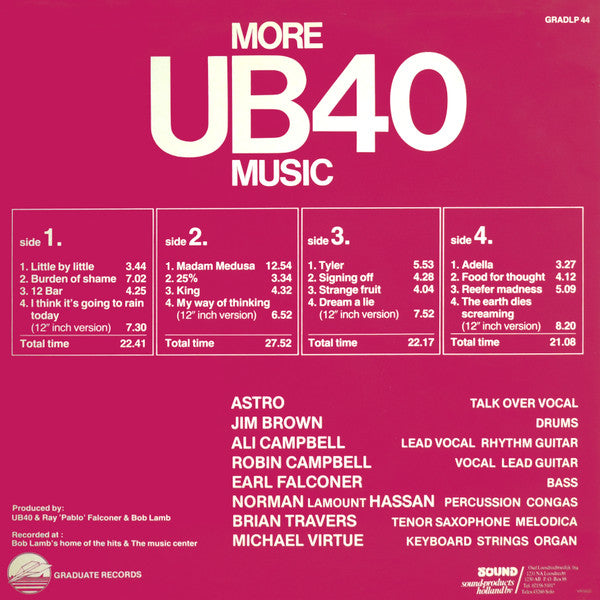 LP Doble" UB40 More UB40 Music 1983